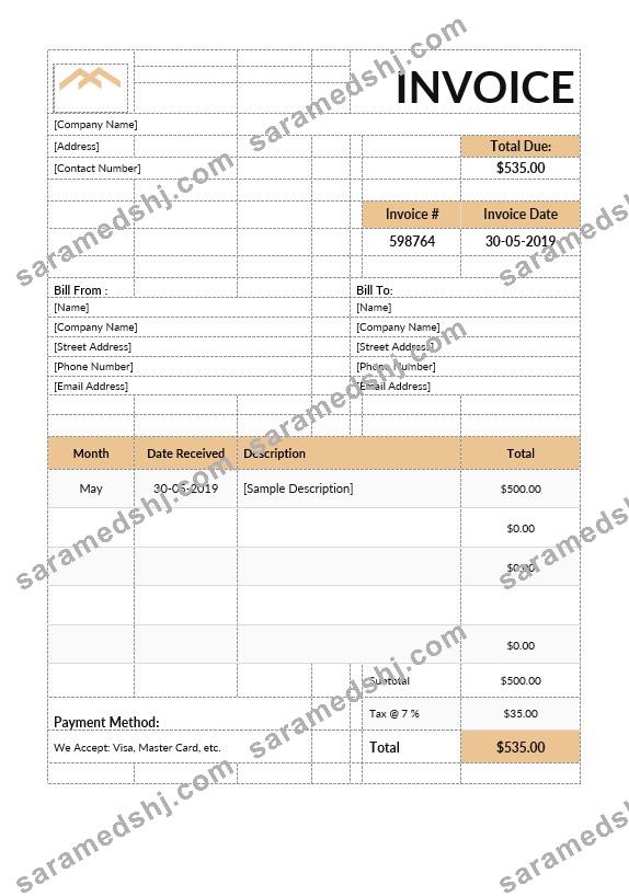 Monthly Rent Invoice Template